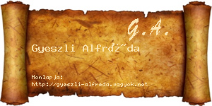 Gyeszli Alfréda névjegykártya
